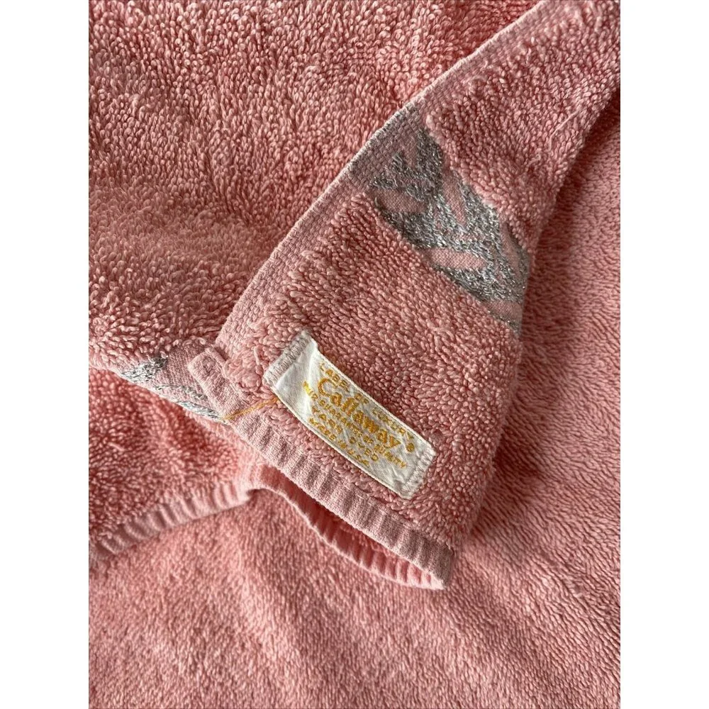 Vintage Callaway Luxury Towel Set Pink Silver Bath Hand Made in USA